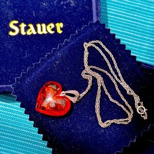 Stauer Amber Heart Pendant Necklace